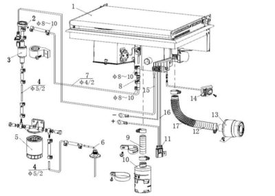 stove heater installation drawing